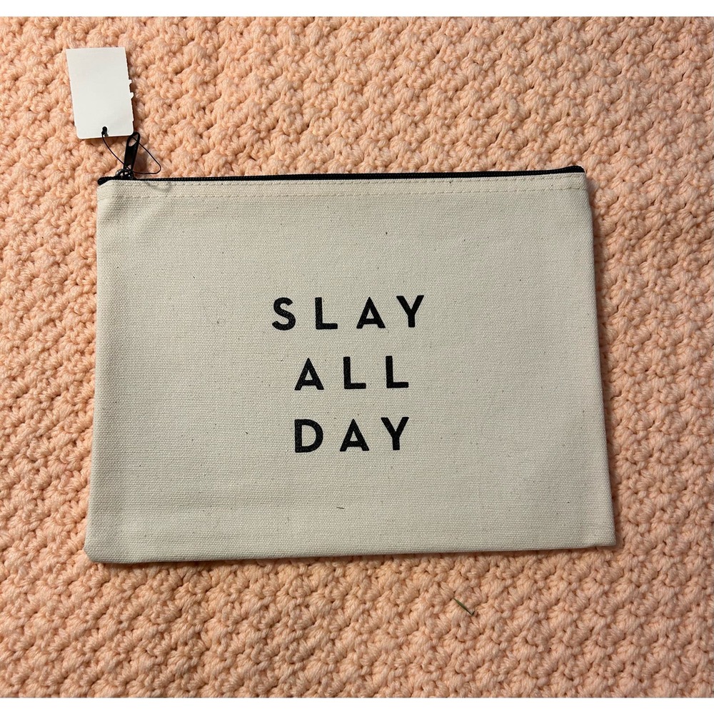 Milly Zip Pouch Clutch Bag Cream Slay All Da WATER-RESISTANT NEW
